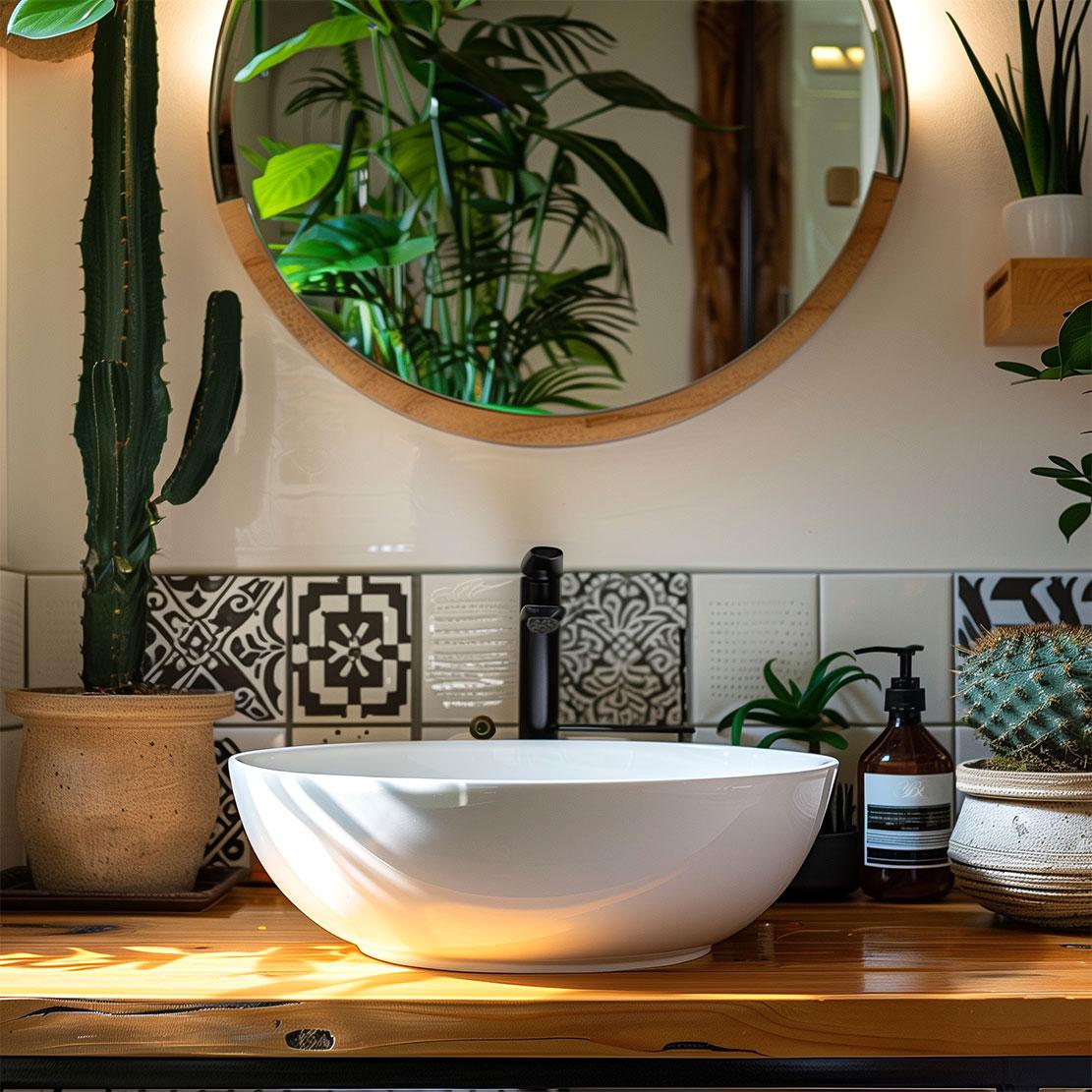 Minimalist bathroom with walk in shower